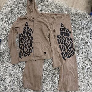 Twisted Heart Tan Hoodie with Silver Accents